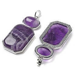 Natural Amethyst Human Body Shaped Pendants&nbsp;G-P552-03P-01