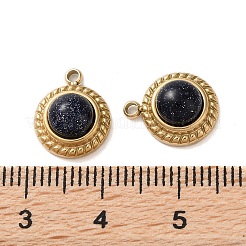 Synthetic Blue Goldstone Half Round Charms&nbsp;STAS-L022-399G-02
