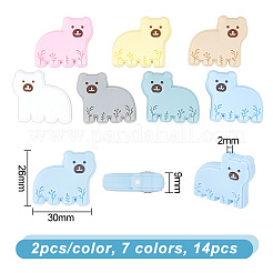14Pcs 7 Colors Bear Food Grade Eco-Friendly Silicone Beads&nbsp;SIL-GO0001-09