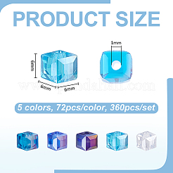 360Pcs 5 Colors Electroplate Glass Beads&nbsp;EGLA-PH0001-98