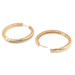 Brass Micro Pave Cubic Zirconia Hoop Earrings&nbsp;EJEW-D078-08KCG