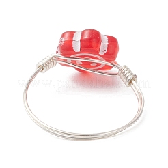 Copper Wired Acrylic Finger Rings&nbsp;RJEW-JR00958-02