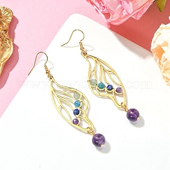 Natural Mixed Gemstone Beaded Dangle Earrings&nbsp;EJEW-TA00384-02