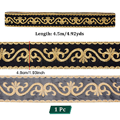 Ethnic Style Floral Pattern Embroidery Polyester Ribbons&nbsp;OCOR-WH0104-44A