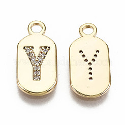 Brass Micro Pave Clear Cubic Zirconia Pendants&nbsp;KK-S360-052Y-NF