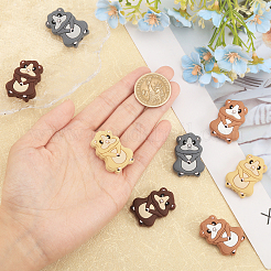 16Pcs 4 Colors Squirrel Food Grade Eco-Friendly Silicone Focal Beads&nbsp;SIL-CA0003-02