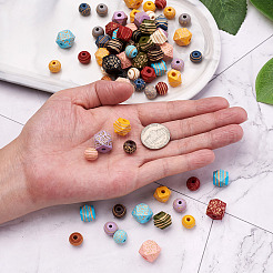 120Pcs 4 Style Painted Natural Wood Beads&nbsp;WOOD-FW0001-07