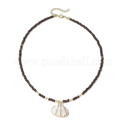 4Pcs 4 Styles Electroplated Natural Shell Pendant Necklaces&nbsp;NJEW-JN05221