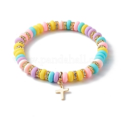 Handmade Polymer Clay Beads Stretch Bracelets&nbsp;BJEW-JB06488