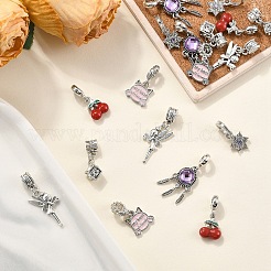 18Pcs 6 Styles Alloy Enamel with Crystal Rhinestone European Dangle Charms&nbsp;FIND-YW0006-85