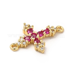Eco-Friendly Rack Plating Brass Pave Cubic Zirconia Connector Charms&nbsp;KK-F847-06G