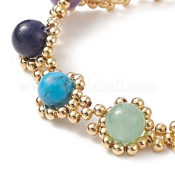Natural & Synthetic Mixed Gemstone Chakra Beaded Bracelet with Mesh Chains&nbsp;BJEW-JB09007
