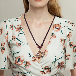 15Pcs 15 Styles Tortoise Resin Pendant Necklaces Set with Adjustable Cotton Cords&nbsp;NJEW-AN0001-51B