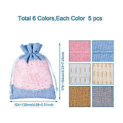 30Pcs 6 Colors Cotton & Organza & Burlap Packing Pouches Drawstring Bag&nbsp;ABAG-MB0001-09
