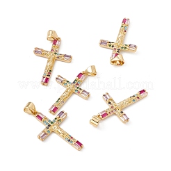 Rack Plating Brass Micro Pave Cubic Zirconia Pendants&nbsp;ZIRC-C040-46G-01