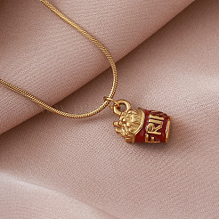 Vintage 304 Stainless Steel Enamel French Fry Pendant Necklaces&nbsp;SD8762