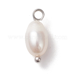 Natural Cultured Freshwater Pearl Rice Charms&nbsp;PALLOY-JF04643-02
