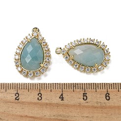 Natural Flower Amazonite Faceted Teardrop Pendants&nbsp;G-I375-01G-20