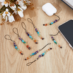 8Pcs Natural & Synthetic Gemstone Mobile Straps&nbsp;HJEW-MA00009