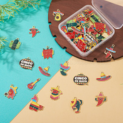 72Pcs 18 Styles Cinco De Mayo Theme Alloy Enamel Pendants&nbsp;ENAM-TA0003-18