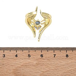Brass Micro Pave Cubic Zirconia Cuff Open Rings for Women&nbsp;RJEW-L343-09G-02