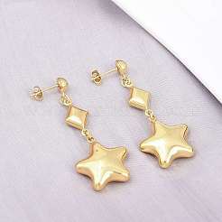 304 Stainless Steel Dangle Stud Earrings&nbsp;EJEW-P325-04B-G