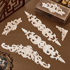 14Pcs 4 Styles Wood Carved Onlay Applique Craft&nbsp;WOOD-PH0004-07