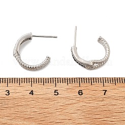 C-Shaped Brass Micro Pave Cubic Zirconia Stud Earrings for Women&nbsp;EJEW-G428-21P-01