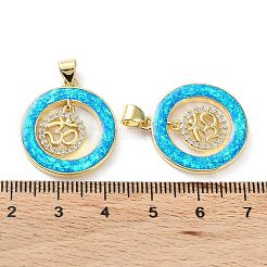 Rack Plating Brass Micro Pave Cubic Zirconia Chakra Pendants&nbsp;KK-C041-23G