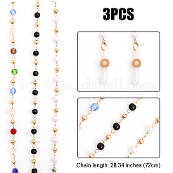 3Pcs 3 Color Plastic Round Beaded Eyeglasses Chains&nbsp;AJEW-GL0001-64