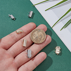 4Pcs 2 Colors Brass Micro Pave Clear Cubic Zirconia Slide Lock Clasps&nbsp;DIY-PH0033-43