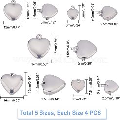 20Pcs 5 Style 304 Stainless Steel Charms&nbsp;STAS-UN0026-92