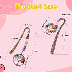 4Pcs 2 Style Gemstone Beaded Bookmarks&nbsp;AJEW-SZ0002-31