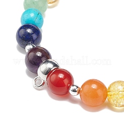 5Pcs 5 Style Natural & Synthetic Mixed Gemstone Round Beaded Stretch Bracelets Set with Alloy Tube Bails&nbsp;BJEW-JB08920