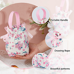 10Pcs Cloth Flower Print Drawstring Pouches&nbsp;ABAG-DC0001-09B