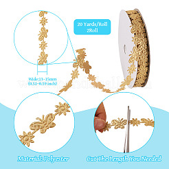 20 Yards Malan Flower and Butterfly Polyester Lace Trim&nbsp;OCOR-TAC0016-18G