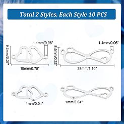 20Pcs 2 Styles 201 Stainless Steel Connector Charms&nbsp;FIND-HY0001-18
