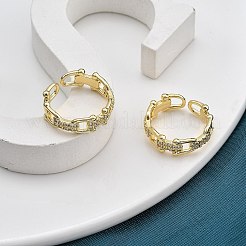 Rack Plating Brass Micro Pave Clear Cubic Zirconia Cuff Finger Rings for Women&nbsp;RJEW-M028-44G