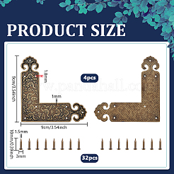 4Pcs Brass Corner Protector for Cabinet Furniture&nbsp;KK-PH0014-18AG
