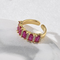 Brass Micro Pave Cubic Zirconia Cuff Open Rings for Women&nbsp;RJEW-L343-16G-02
