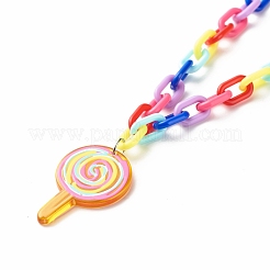 Lovely Opaque Acrylic Pendant Necklace for Teen Girl Women&nbsp;NJEW-JN03752