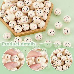 Printed Natural Wood European Beads&nbsp;WOOD-PH0002-79D