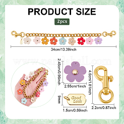 2Pcs Flower PU Leather Charm Aluminium Curb Chains Bag Decorativer Chains&nbsp;HJEW-PH02578
