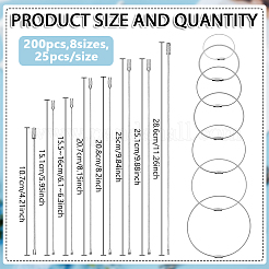 200Pcs 8 Styles 304 Stainless Steel Cable Wire Keychains&nbsp;AJEW-WA0003-97