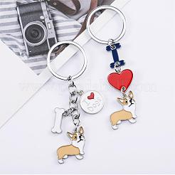 WEWAYSMILE 2 pcs Dog Keychain Car Keychain Pet Pendant Key-Ring Lovely Dog Key-ring Portable Metal Keychain Gift for Pet Lover Birthday Puppy Theme Party Supplies (Yellow Corgi)&nbsp;JX789A