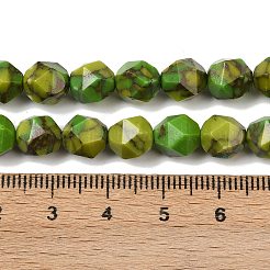 Synthetic Gold Line Turquoise Beads Strands&nbsp;G-A283-C03-01