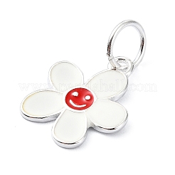925 Sterling Silver Enamel Smiling Face Flower Charms&nbsp;STER-M119-06B-S