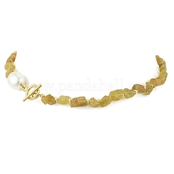 Raw Rough Natural Yellow Apatite Necklaces&nbsp;NJEW-JN06638