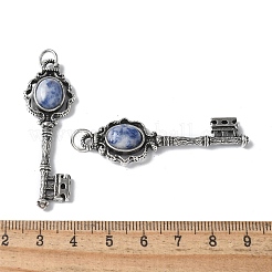 Key Brass Natural Blue Spot Jasper Big Pendants&nbsp;KK-D361-01AS-17