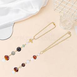 2Pcs 2 Styles Resin Mushroom Pendant Decorations&nbsp;HJEW-BM0001-53